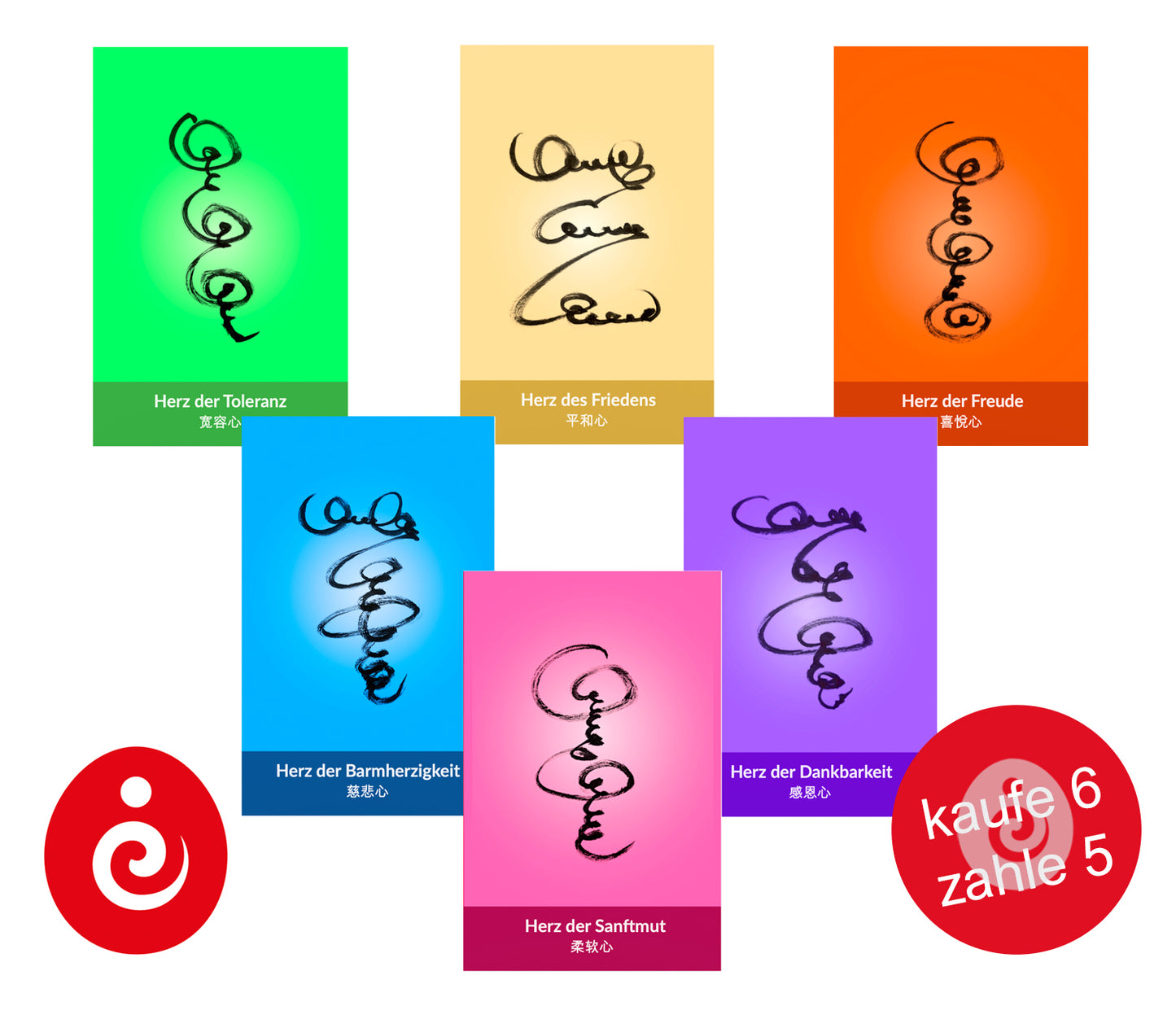 Energiekarten-6 Herzen-Set